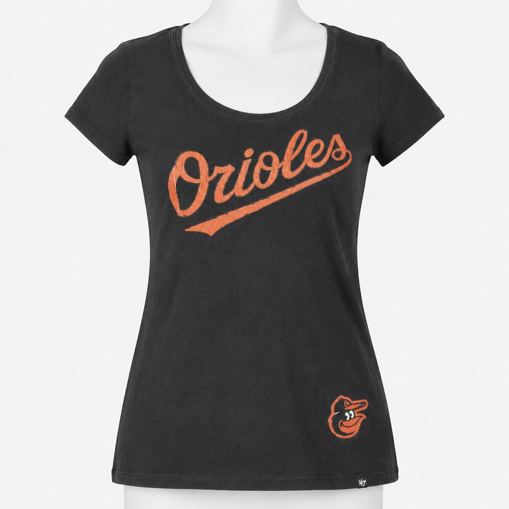 Baltimore Orioles 47 Brand Black T-Shirt Women's XL MLB Baseball Tee